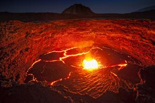 Bright Red View Of Lava Lake