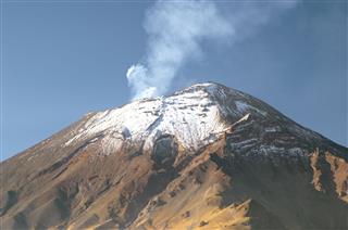 Active Snow Capped Volcano