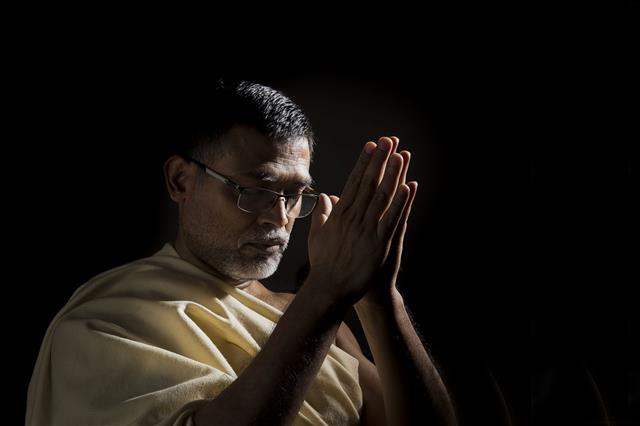 Hindu Man Praying With Folded Hands
