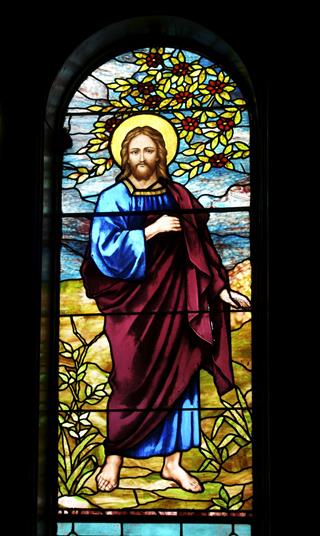 Jesus Depicted In Antique Stained Glass