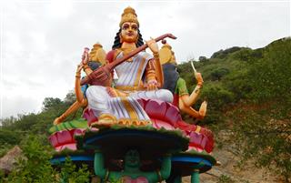 Goddess Sararaswati With Lakshmi And Durga