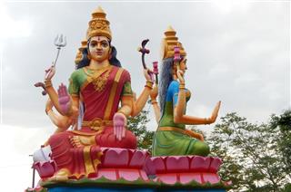 Goddess Durga With Lakshmi And Sararaswati
