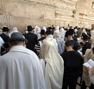 People At Wailing Wall Of Jerusalem
