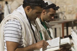 Jewish Men Reading The Torah