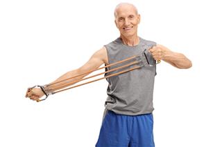 Senior Exercising With A Resistance Band
