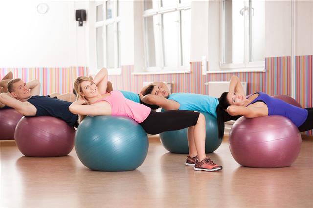 Pilates Exercise With Fitness Balls