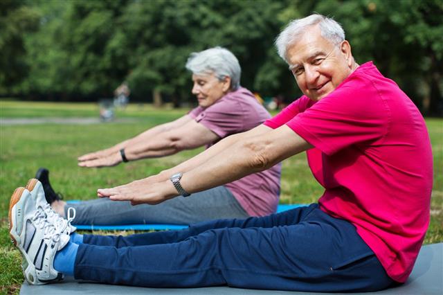 Seniors Doing Fitness Workout At Park