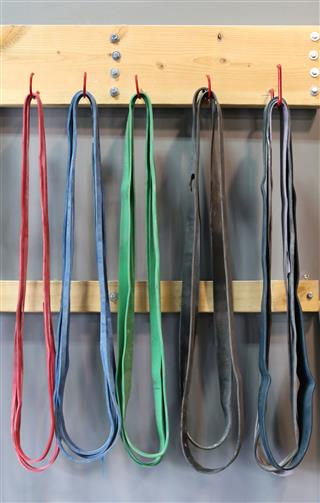 Row Of Resistance Bands At Gym