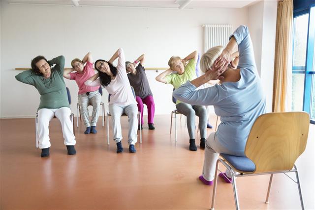 Senior Women In Yoga Class