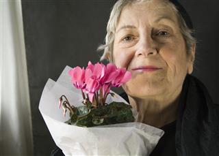 Old Woman With Cyclamen Flower
