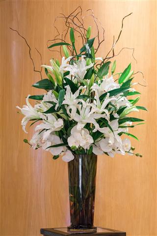 Flower Bouquet In Glass Vase