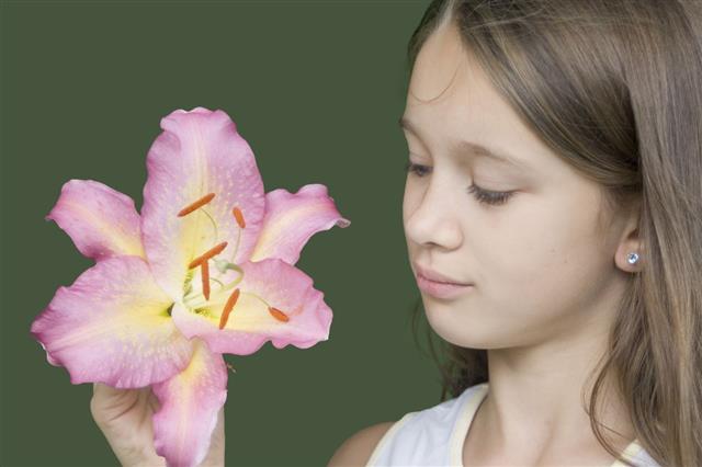 Girl Holding Lily