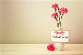 Thank You Card With Pink Carnations