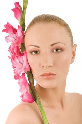 Woman With Gladiolus