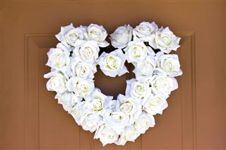 Heart Shaped Wreath Of White Roses