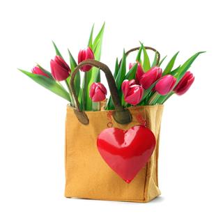 Pink Tulips In A Bag