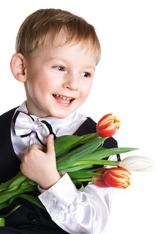 Little Boy With A Tulips