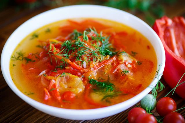 Soup Of Sweet Peppers And Tomatoes