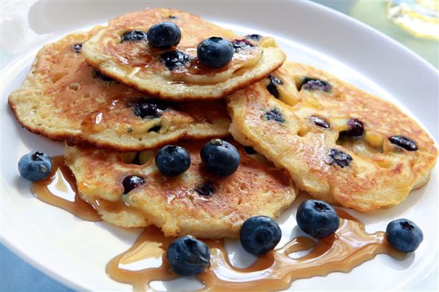 Blueberry Pancakes With Syrup