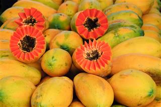 Papayas At Outdoor Market