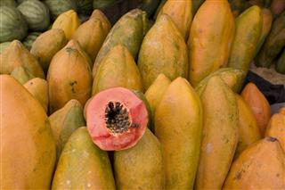 Ripe Orange Yellow Papaya Fruit