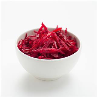 Beetroot Salad In A White Bowl