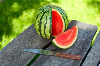 Water Melon On Garden Table