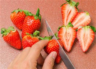 Cutting Strawberry Healthy