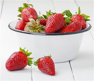 Ripe Strawberries In A Bowl