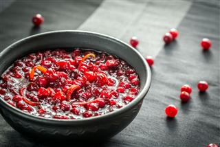 Bowl Of Homemade Cranberry Sauce