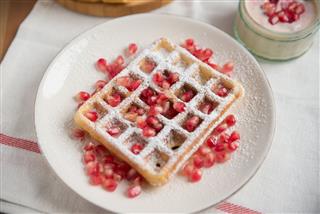 Waffles With Pomegranate Seeds