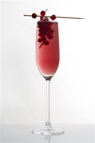 Red Champagne Cocktail With Cranberry