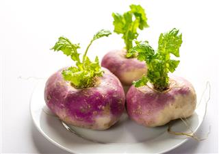 Organic Purple Turnips With Leaves