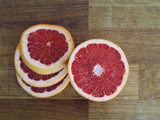Closeup Of Grapefruit Slices