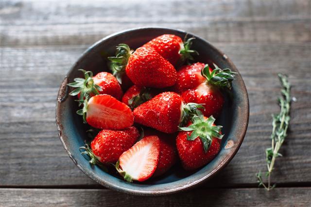 Bowl Of Fresh Red Strawberries