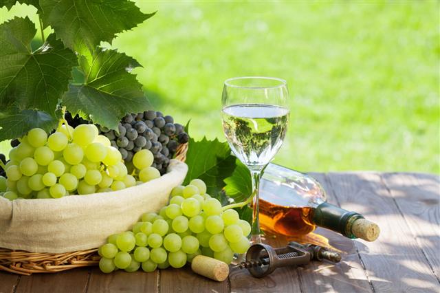 White Wine Bottle And Grape