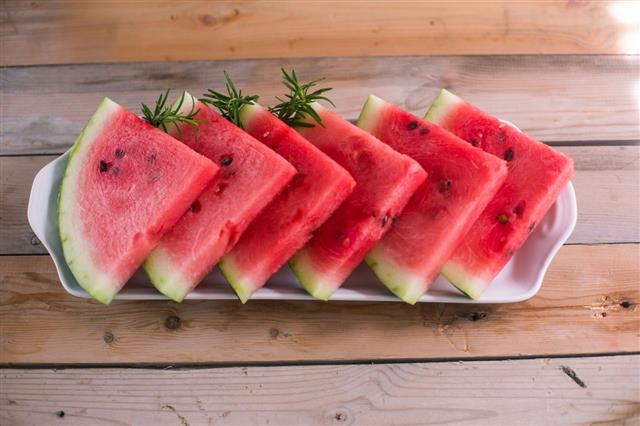 Watermelon In White Plate