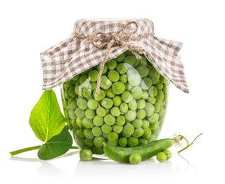 Canned Green Peas In Glass Jar