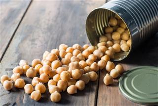 Opened Can Of Garbanzo Chick Peas