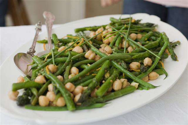 Plate Of Chickpeas And Green Beans
