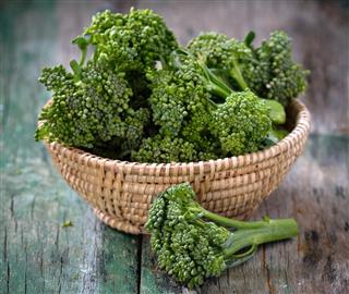 Fresh broccoli in a basket