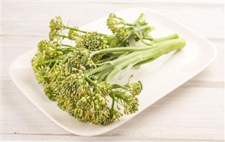 Tender shoots of green broccoli