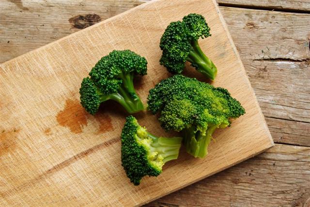 Broccoli on wood board