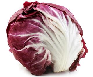 Red cabbage salad on white background