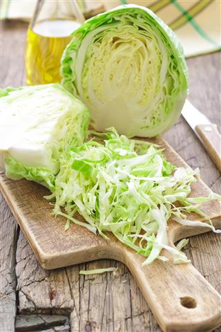 Cabbage on cutting board