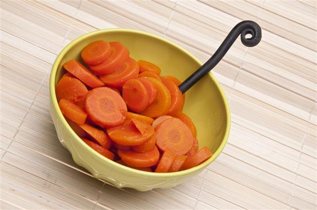 Bowl of Canned Carrots