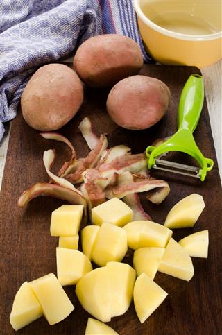 Potato Cubes And Vegetable Peeler
