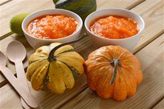 Pumpkin soup with ingredients