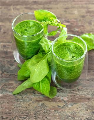 Fresh Green Spinach Leaves Smoothie