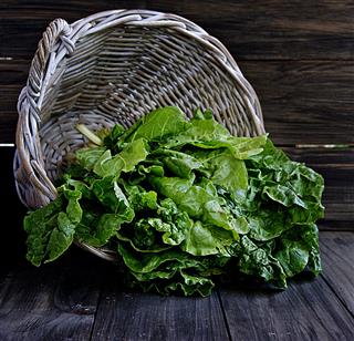 Bunch Of Spinach In A Basket